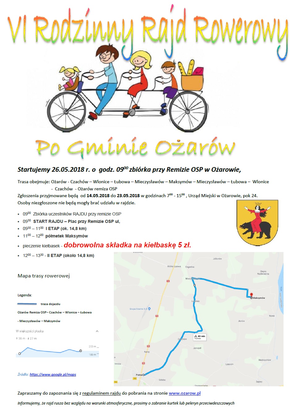 Plakat Rajd Rowerowy 26 maja 2018